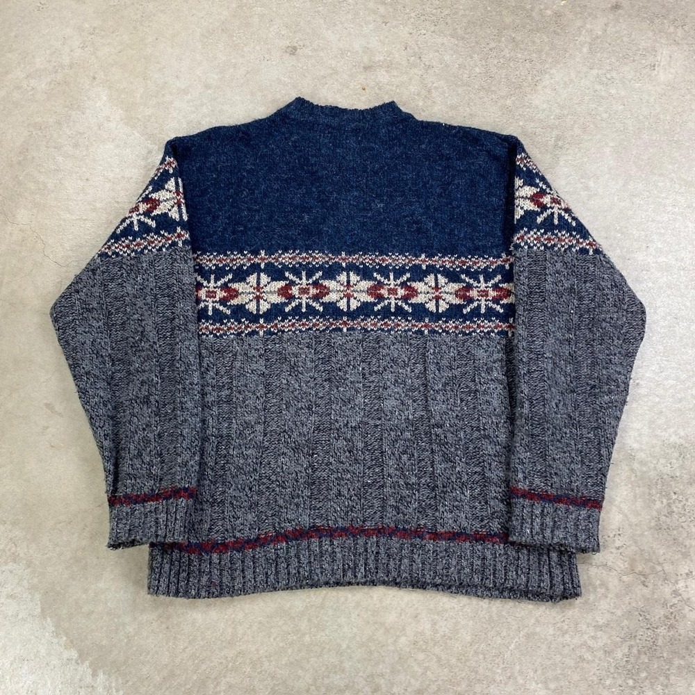 Vintage 90s St. John's Bay Sweater Size XL Navy Blue Fair Isle Knit Pullover - Picture 3 of 5